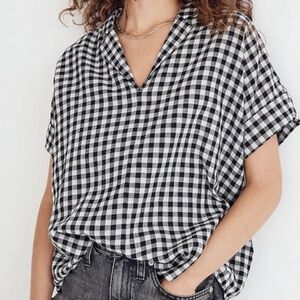 Madewell Plus Size Swenson Popover Shirt in Double-Faced Gingham 2X